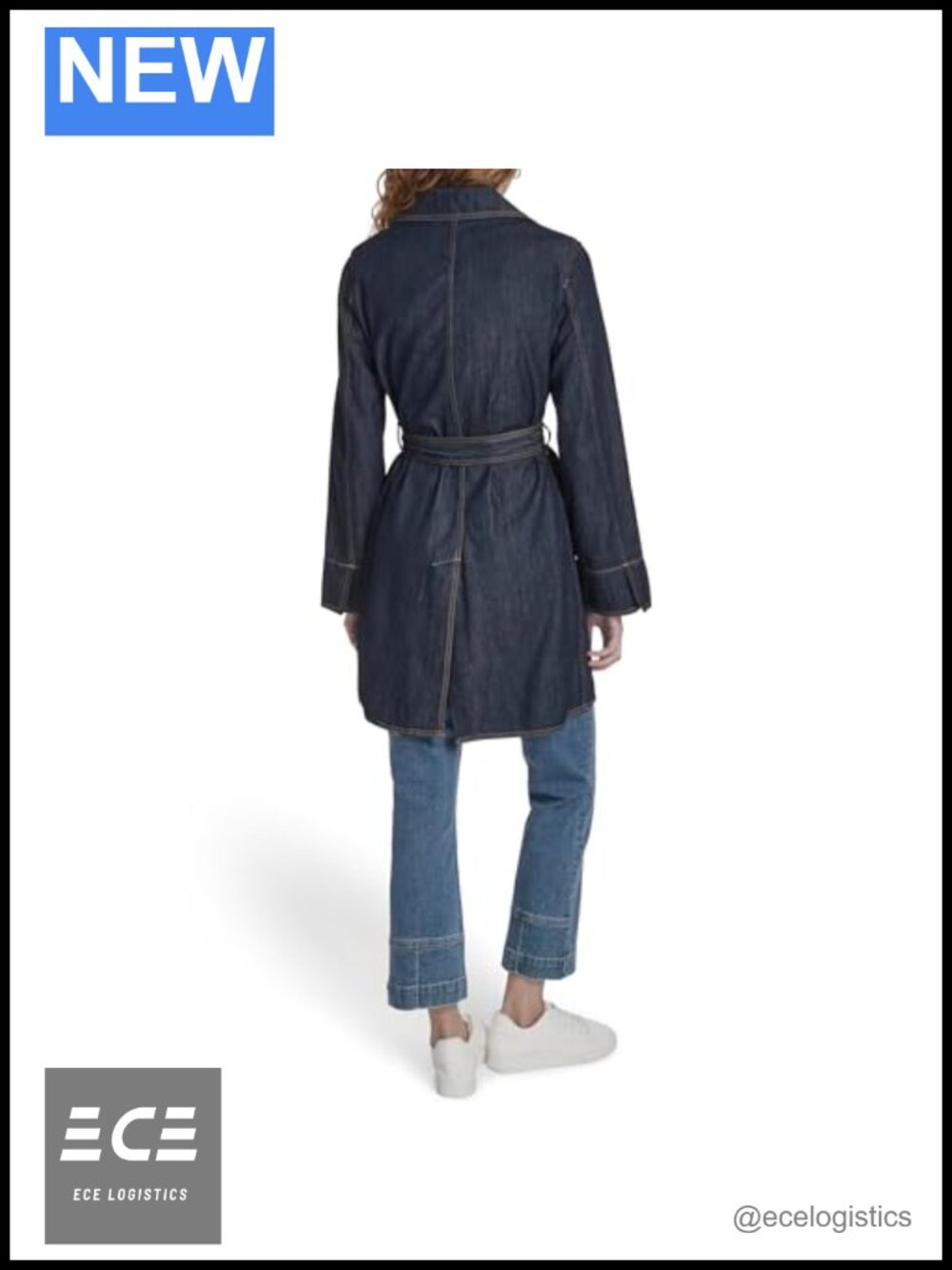 Nautica Denim Jean Trench Jacket Cuff Sleeve Notch Collar Outerwear - Picture 4 of 5